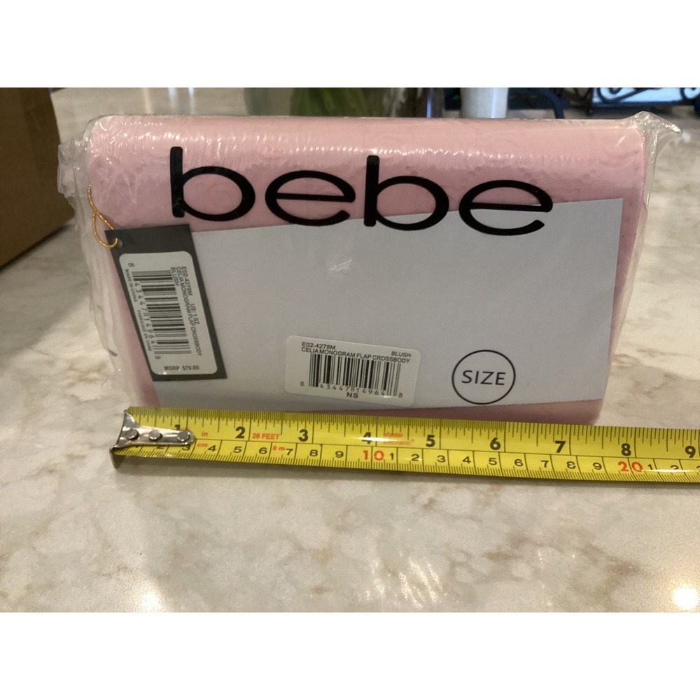 Bebe Crossbody Bag Monogram Flap Chain Strap‎ Blush Pink Small